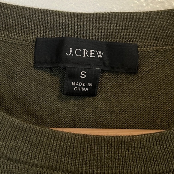 J Crew Olive Green 100% Merino Wool Crewneck Sweater, Size Small - Picture 3 of 4